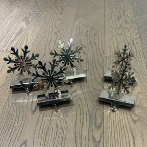 Pottery Barn Metallic Snowflake Stocking Holders